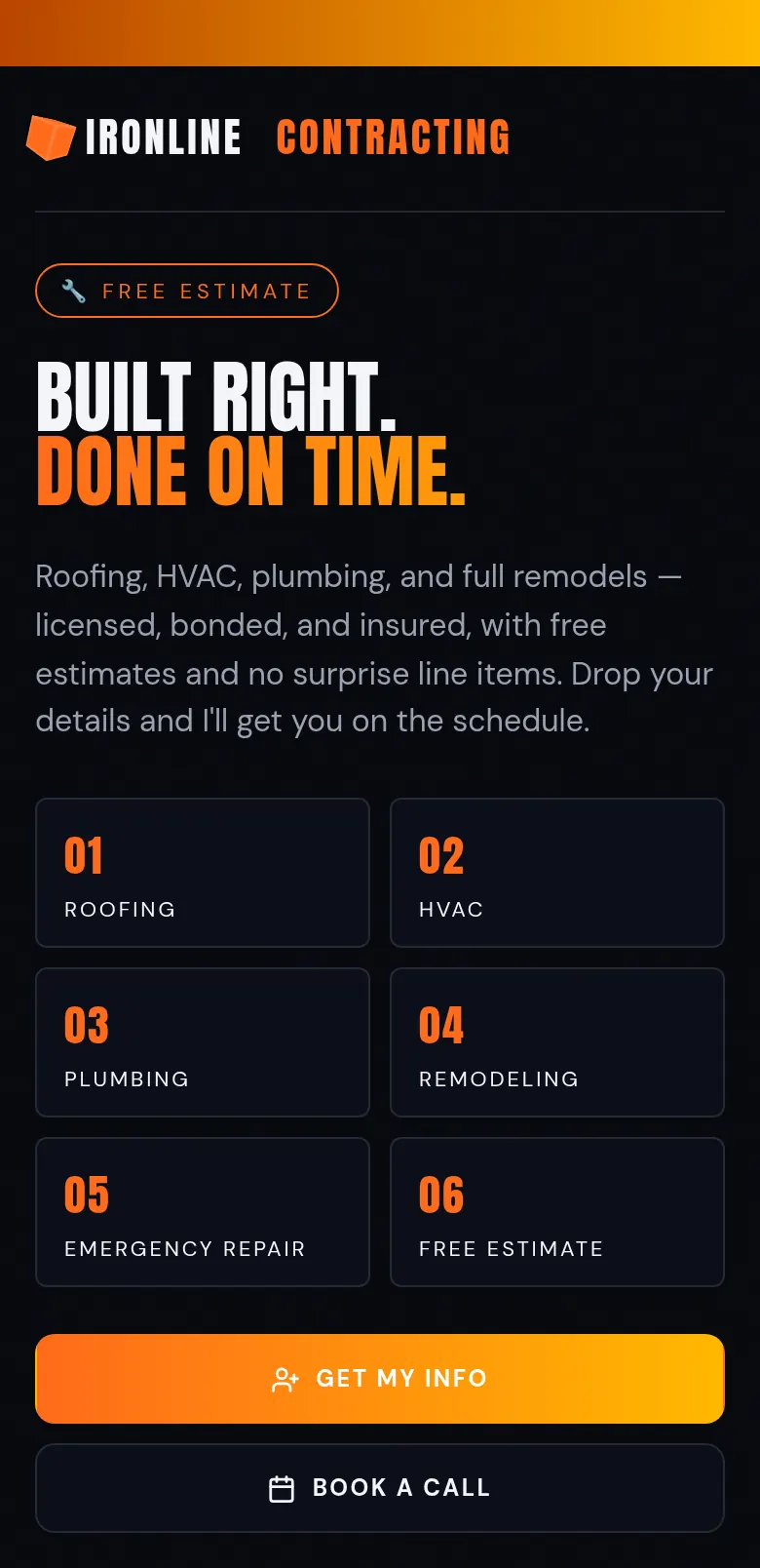 Home Services Contractor digital business card design