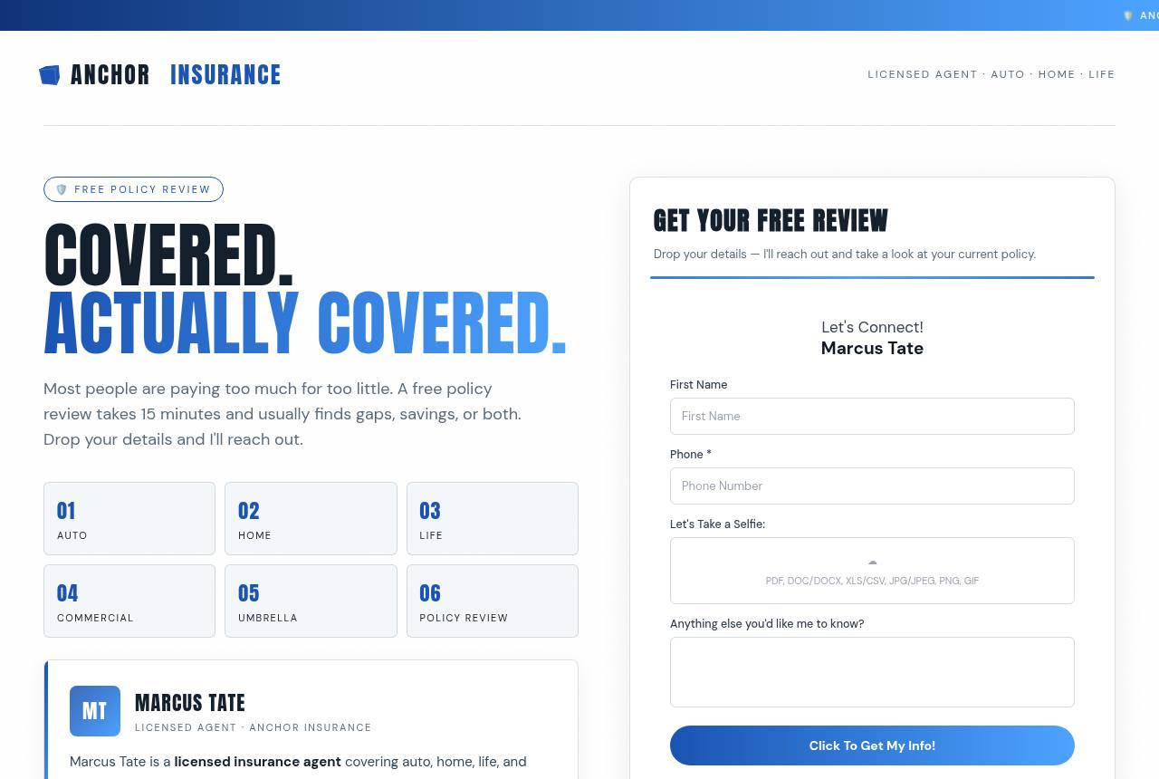 Insurance Agent template preview
