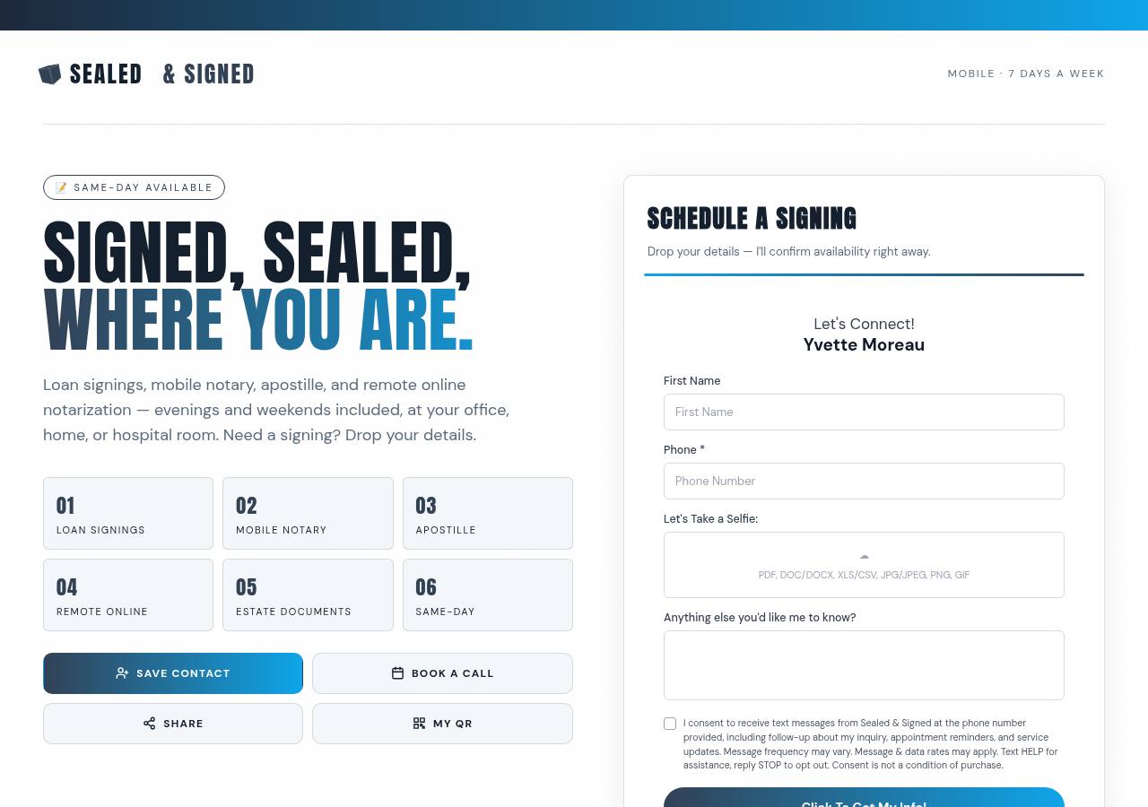 Notary / Loan Signing Agent template preview