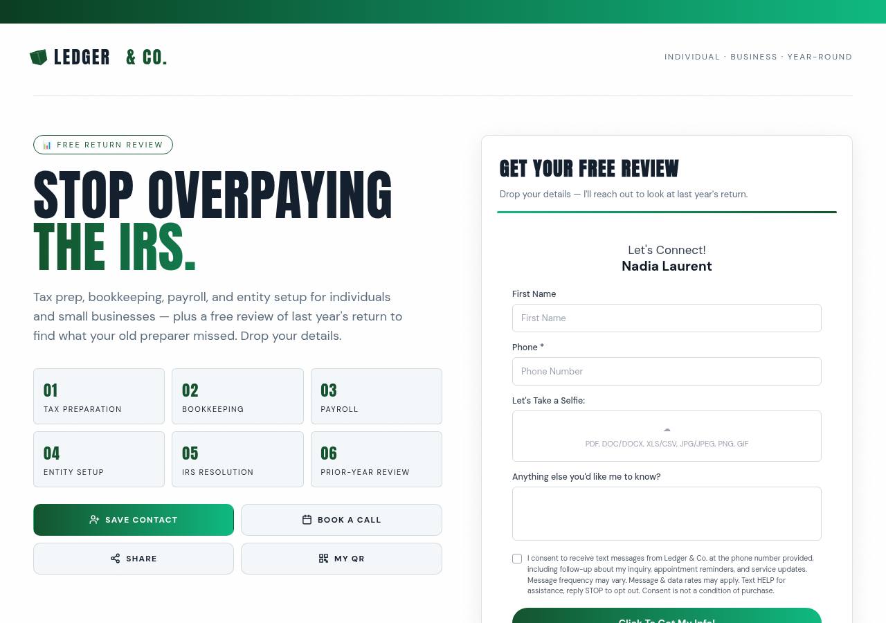 Tax Preparer / Bookkeeper template preview